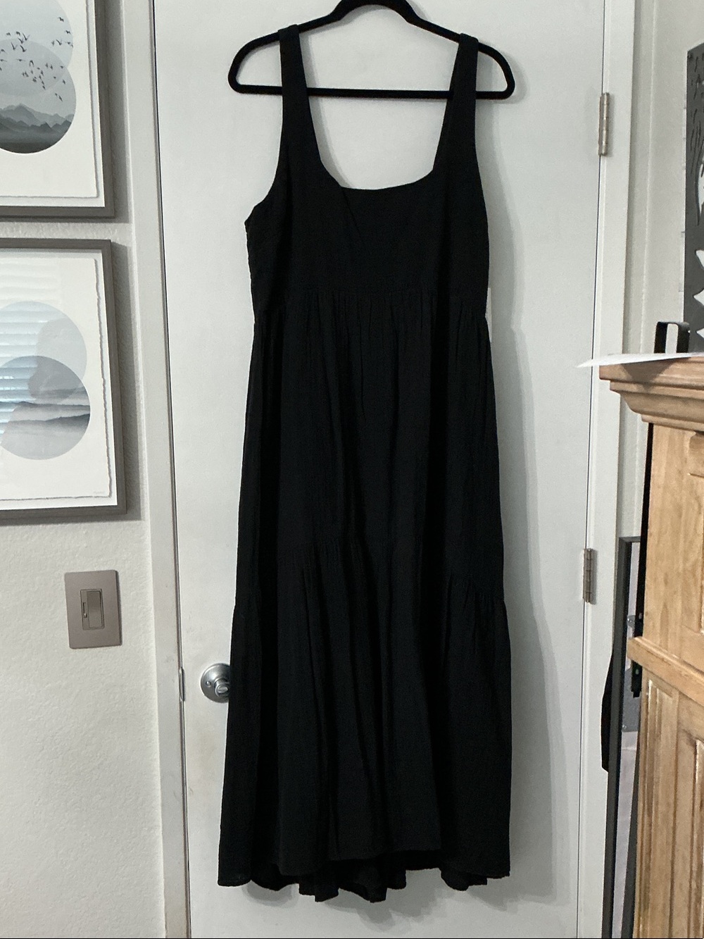 Calvin Klein Black Tiered Maxi Dress with Wide Straps Size XL